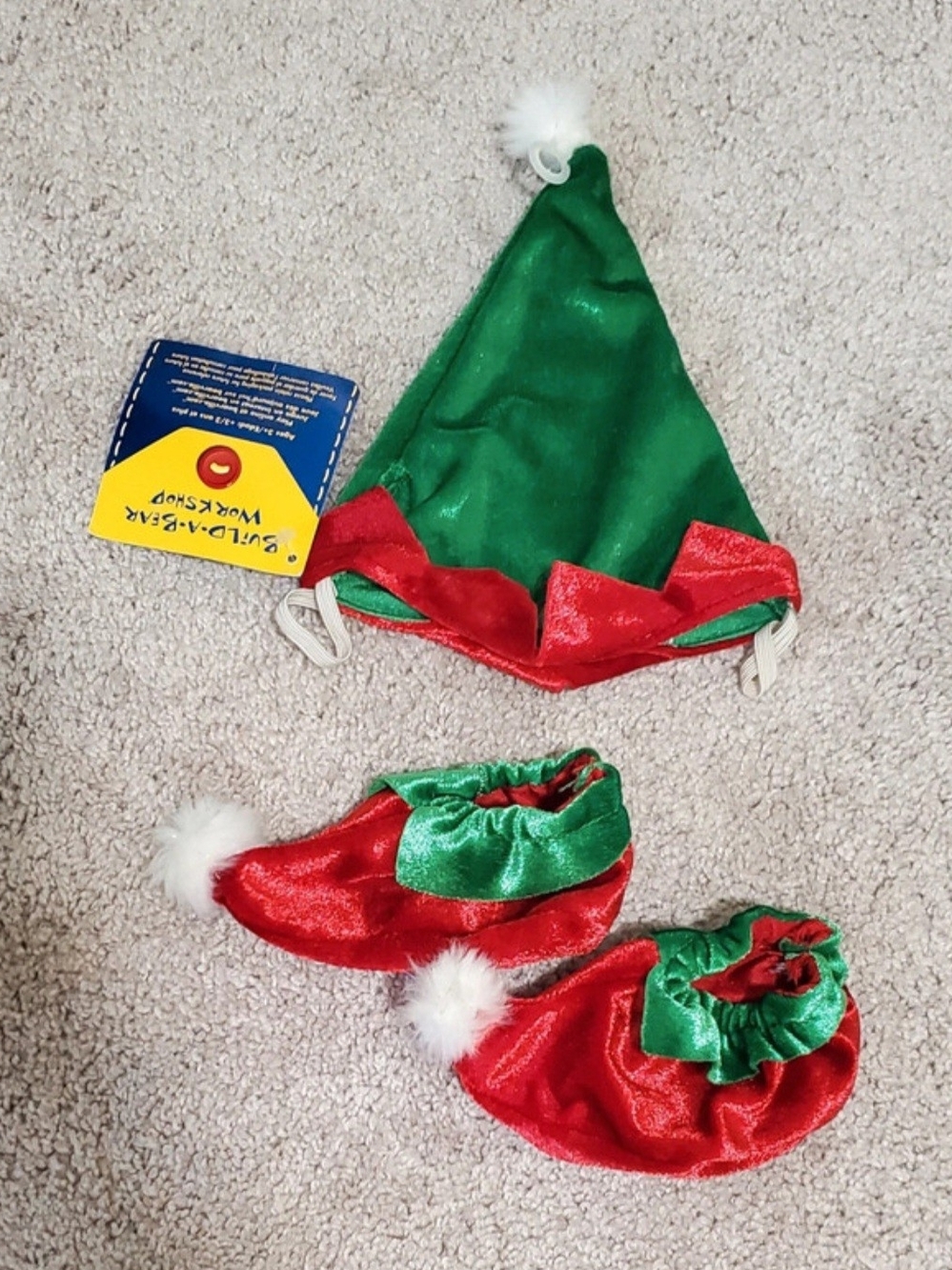 Build-A-Bear Red and Green Elf Hat & Shoe Covers